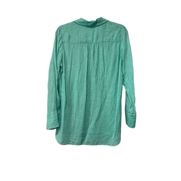Lily Pulitzer Deanna Linen Popover Resort Collared Green Button Up Size 4 - Picture 3 of 7